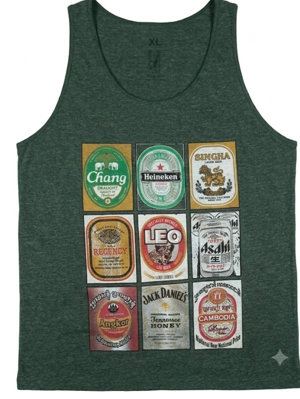 Beer n' Spirits Iconic Graphic Tank Heathered Green Unisex 29x19"
